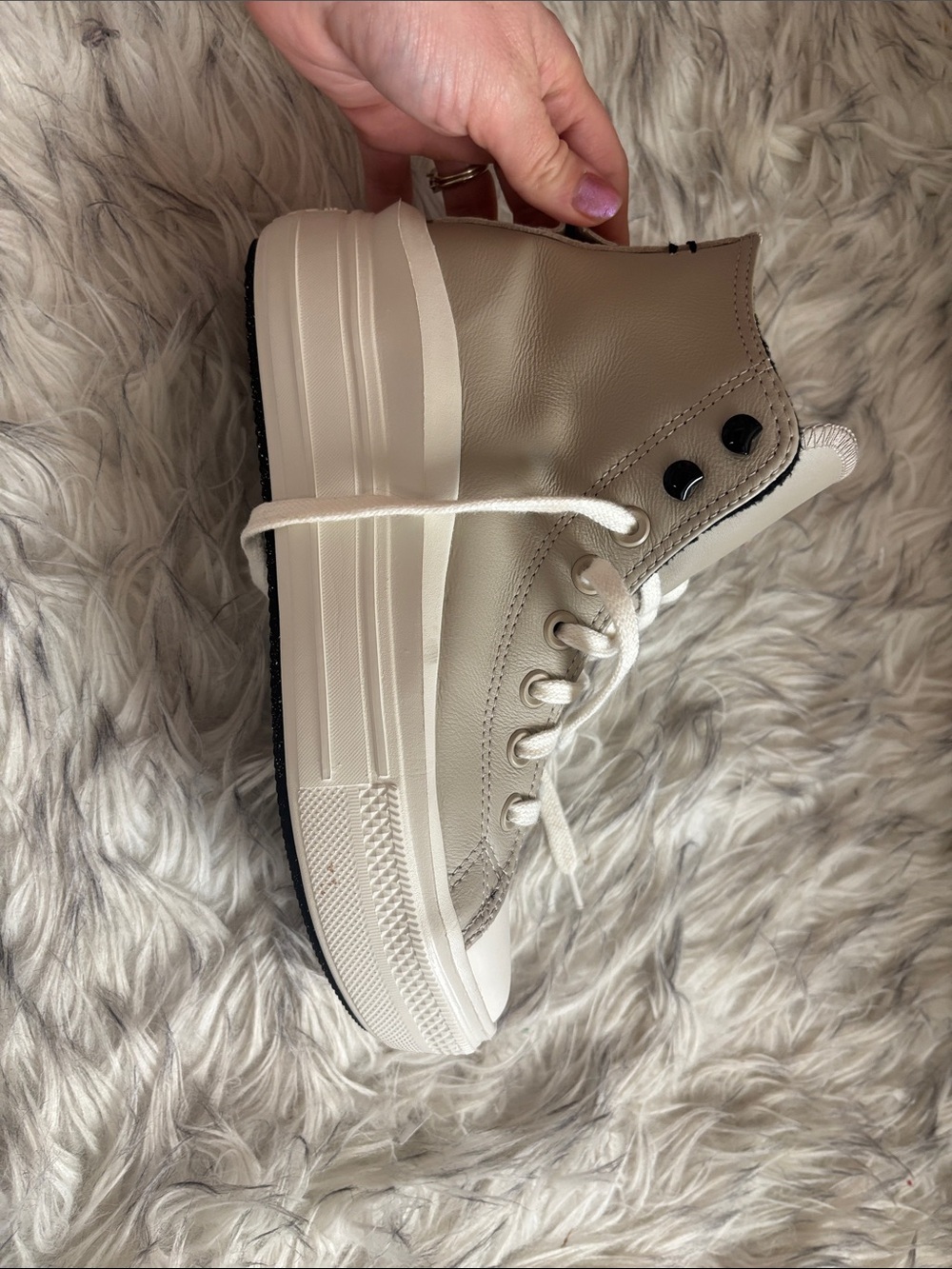 NEW Leather Converse Women’s High Top Platform Sneakers - Picture 4 of 8